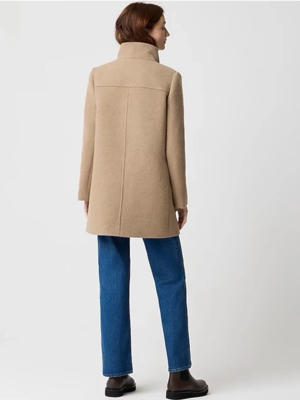 NWT J Crew Women's Button-Neck Wool blend Cocoon Camel Tan City Coat size 4